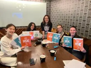 foreign students having hsk chinese lessons